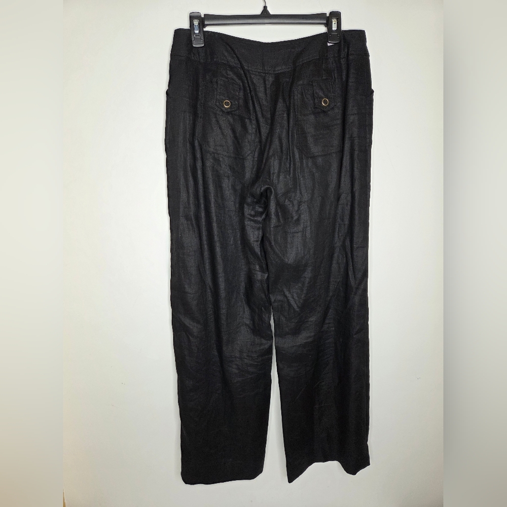 VENUS Size 14 The Luna Fit Black Trousers 100% Linen - Picture 3 of 11